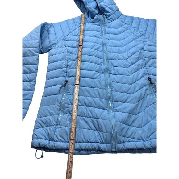 Columbia Womens Light Blue Quilted Hooded Jacket Omni-Heat Lined Full-Zip Lightw - Picture 5 of 9